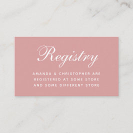 Wedding Registry Dusty Rose Pink Einfaches Script  Begleitkarte