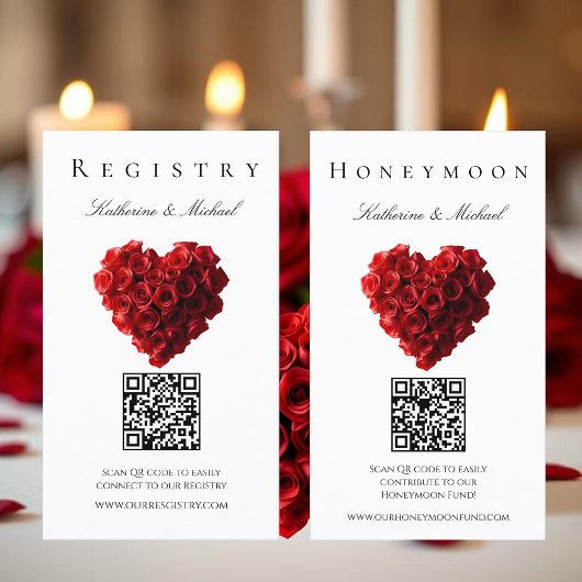 Wedding Registry-Heart Shaped Red Roses- Visitenkarte
