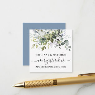 Wedding Registry Wassercolor Greenery Dusty Blue Begleitkarte