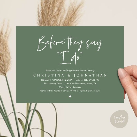 Wedding Rehearsal Dinner, Before They Say "I Do" Einladung