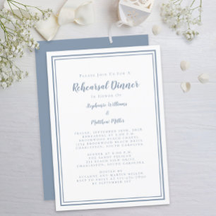 Wedding Rehearsal Dinner Modern Simple Dusty Blue Einladung