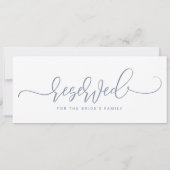 Wedding Reservierte Sign Bouncy Script Dusty Blue Einladung (Rückseite)