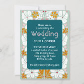 Wedding Retro Blume Groovy 70er Boho Einladung (Vorderseite)