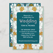 Wedding Retro Blume Groovy 70er Boho Einladung (Vorne/Hinten)