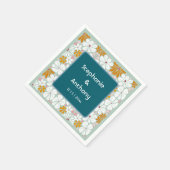 Wedding Retro Blume Groovy 70er Boho Serviette (Ecke)