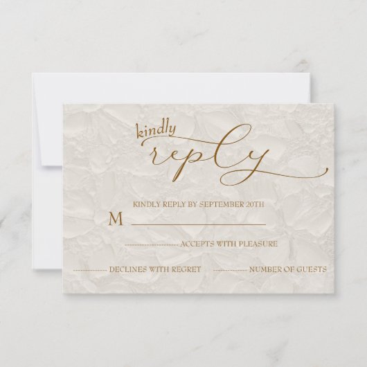 Wedding Retro Simple Beige RSVP Karte (Vorderseite)