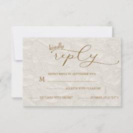 Wedding Retro Simple Beige RSVP Karte