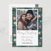 Wedding Retro Weihnachten Save the Date Postkarte (Vorne/Hinten)