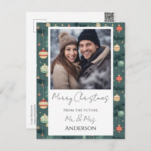 Wedding Retro Weihnachten Save the Date Postkarte (Vorne/Hinten)