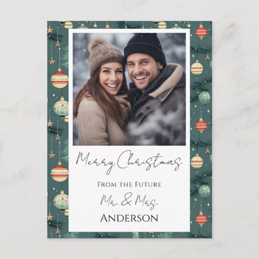 Wedding Retro Weihnachten Save the Date Postkarte (Vorderseite)