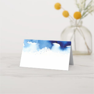 WEDDING REZEPTION Stilvolle Aquarellblau Platzkarte