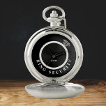 Wedding Ring Security Ring Name Favor Taschenuhr<br><div class="desc">Looking for a unique gift for your Ring Bearer or Ring Security? Look no further than this Ring Security Pocket Watch. With it's stylish black and white design and diamond ring, this Ring Security gift is sure to make your Ring Bearer feel special. Just click "personalize it" to change the...</div>