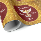 Wedding Rings Customize Gold Cross Anniversary Geschenkpapier (Rolleneckpunkt)