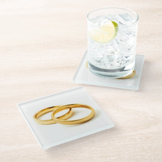 Wedding Rings Glasuntersetzer (Schrägansicht)