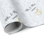 Wedding Rings Personalisiert Mr. und Mrs. Geschenkpapier<br><div class="desc">Hochzeitsränder Personalisiert Mr. und Mrs. Wrapping Paper. Geschenkwrap mit eleganter Typografie.</div>