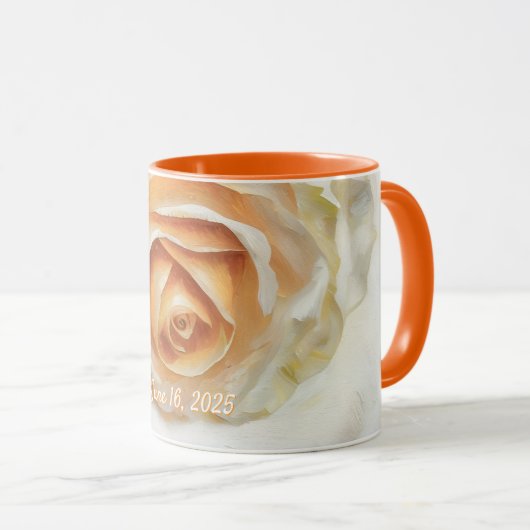 Wedding Rose Wedding Date Gift Mug Cup  Tasse (VorderseiteRechts)