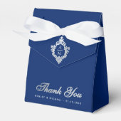 Wedding Royal Blue Silver Wappen Monogram Vielen D Geschenkschachtel (Vorderseite)