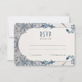 Wedding RSVP Art Nouveau Dusty Blue W Morris Einladung (Vorderseite)