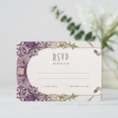 Wedding RSVP Art Nouveau William Morris Lavender I Einladung (Stehend Vorderseite)