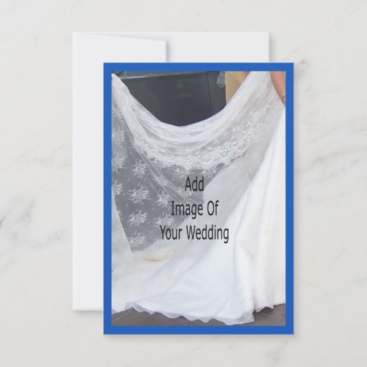 Wedding RSVP Card Blue Sapphire Bells Scrollwork  (Rückseite)