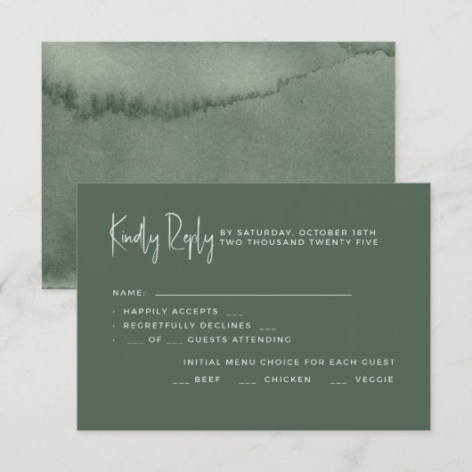 Wedding RSVP Card. Karte (Vorne/Hinten)