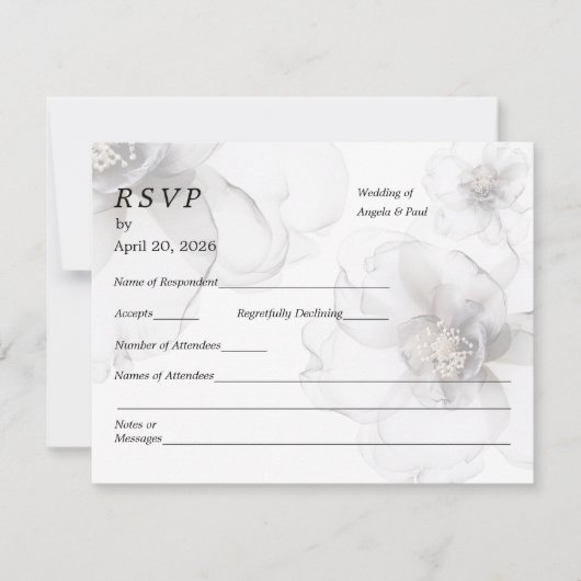 Wedding RSVP Card Soft Flowers Karte (Vorderseite)