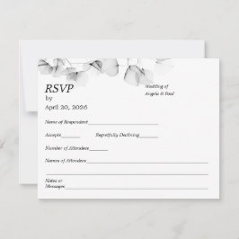 Wedding RSVP Card Soft Leaf Leaves 