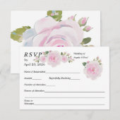 Wedding RSVP Card Soft Pink Roses  Karte (Vorne/Hinten)