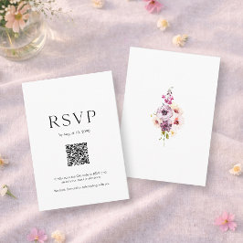 Wedding RSVP Card with QR Code | Elegant Floral Karte
