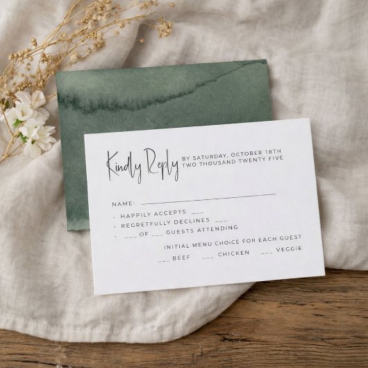 Wedding RSVP cards in a minimalist style. Karte