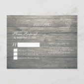 Wedding RSVP Champagne Brillen Wood String Lights Einladungspostkarte (Rückseite)