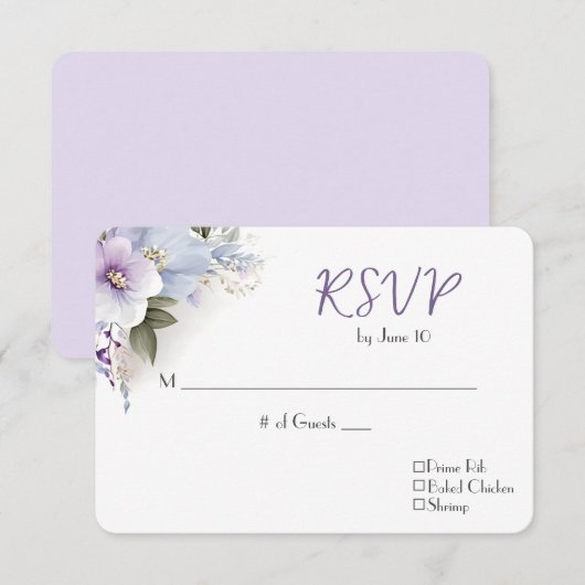 Wedding RSVP Floral Bouquet Karte (Vorne/Hinten)