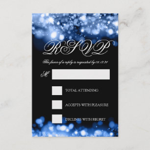 Wedding RSVP Funkkling Lights Sapphire Blue Karte