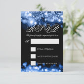 Wedding RSVP Funkkling Lights Sapphire Blue Karte (Stehend Vorderseite)