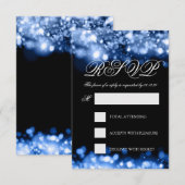Wedding RSVP Funkkling Lights Sapphire Blue Karte (Vorne/Hinten)