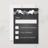 Wedding RSVP Grunge Hearts Black Karte (Rückseite)