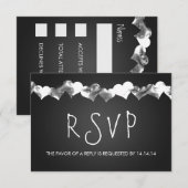Wedding RSVP Grunge Hearts Black Karte (Vorne/Hinten)