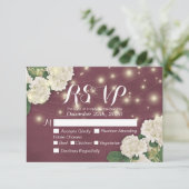 Wedding RSVP Hydrangea String Lights Burgundy Red (Stehend Vorderseite)