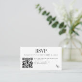 Wedding RSVP insert QR code black white enclosure (Stehend Vorderseite)