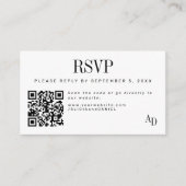 Wedding RSVP insert QR code black white enclosure (Vorderseite)