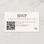 Wedding RSVP insert QR code ivory black enclosure (Vorderseite)