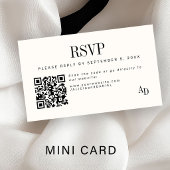 Wedding RSVP insert QR code ivory black enclosure