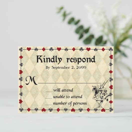 Wedding RSVP Kindly Respond,Alice im Wunderland (Stehend Vorderseite)