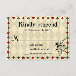 Wedding RSVP Kindly Respond,Alice im Wunderland Karte
