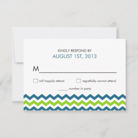 Wedding RSVP Moderne Zickzack Zigzag Karte (Vorderseite)