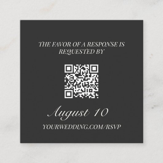 Wedding RSVP QR Code Illustrated Locket Monogram Begleitkarte (Vorderseite)