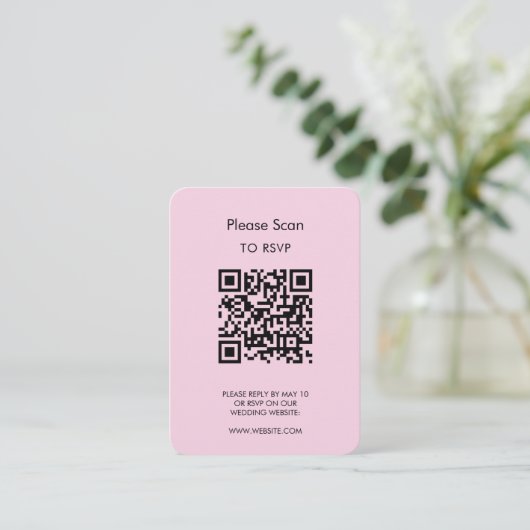 Wedding RSVP, QR Code Modern Minimalist Simple Begleitkarte (Stehend Vorderseite)