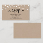 Wedding RSVP, Rustic Kraft String Lights Begleitkarte (Vorne/Hinten)