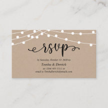 Wedding RSVP, Rustic Kraft String Lights