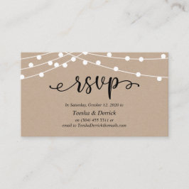 Wedding RSVP, Rustic Kraft String Lights Begleitkarte
